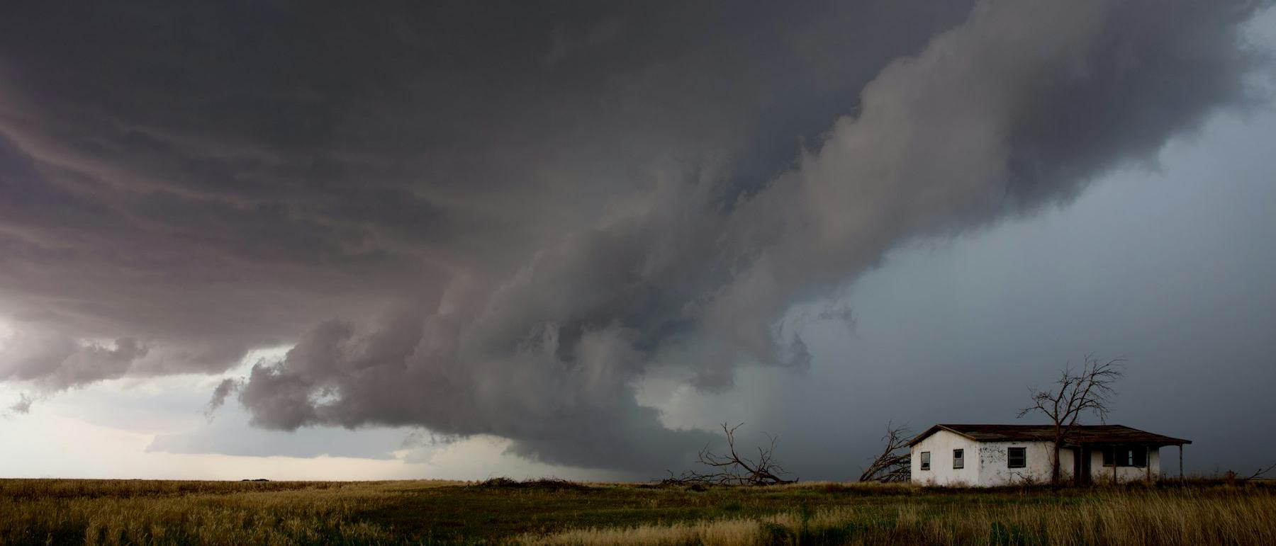 Hail storm cell over open land